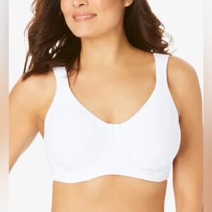 COMFORT CHOICE Petal Boost Full Coverage Unlined WIRELESS White Bra 40D Women's